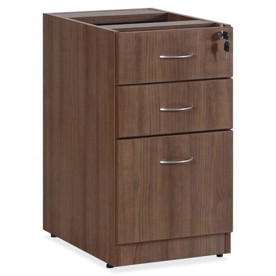 Lorell Essentials Series 3-Drawer Fixed File Cabinet, 15.5W x 21.9D x 28.5H, Walnut Laminate (LLR69985)