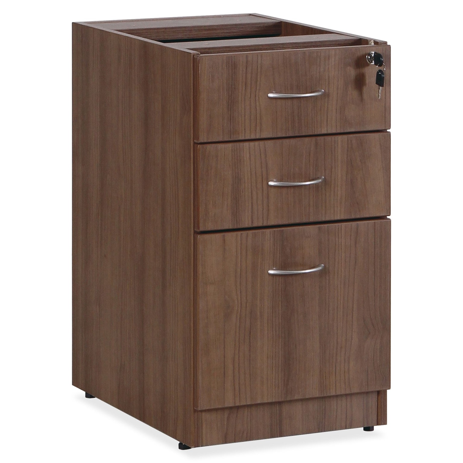 Lorell Essentials Series 3-Drawer Fixed File Cabinet, 15.5W x 21.9D x 28.5H, Walnut (LLR69985)