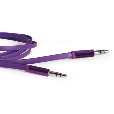 Delton 5-ft Aux Audio Flat Wire Cable, 3.5 mm, Purple (DAUXPU)