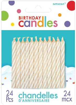 Amscan Spiral Birthday Candles, 2.5, White, 12/Pack, 24 Per Pack (17105.08)