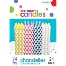 Amscan Spiral Birthday Candles, 2.5, Assorted, 12/Pack, 24 Per Pack (17105.99)