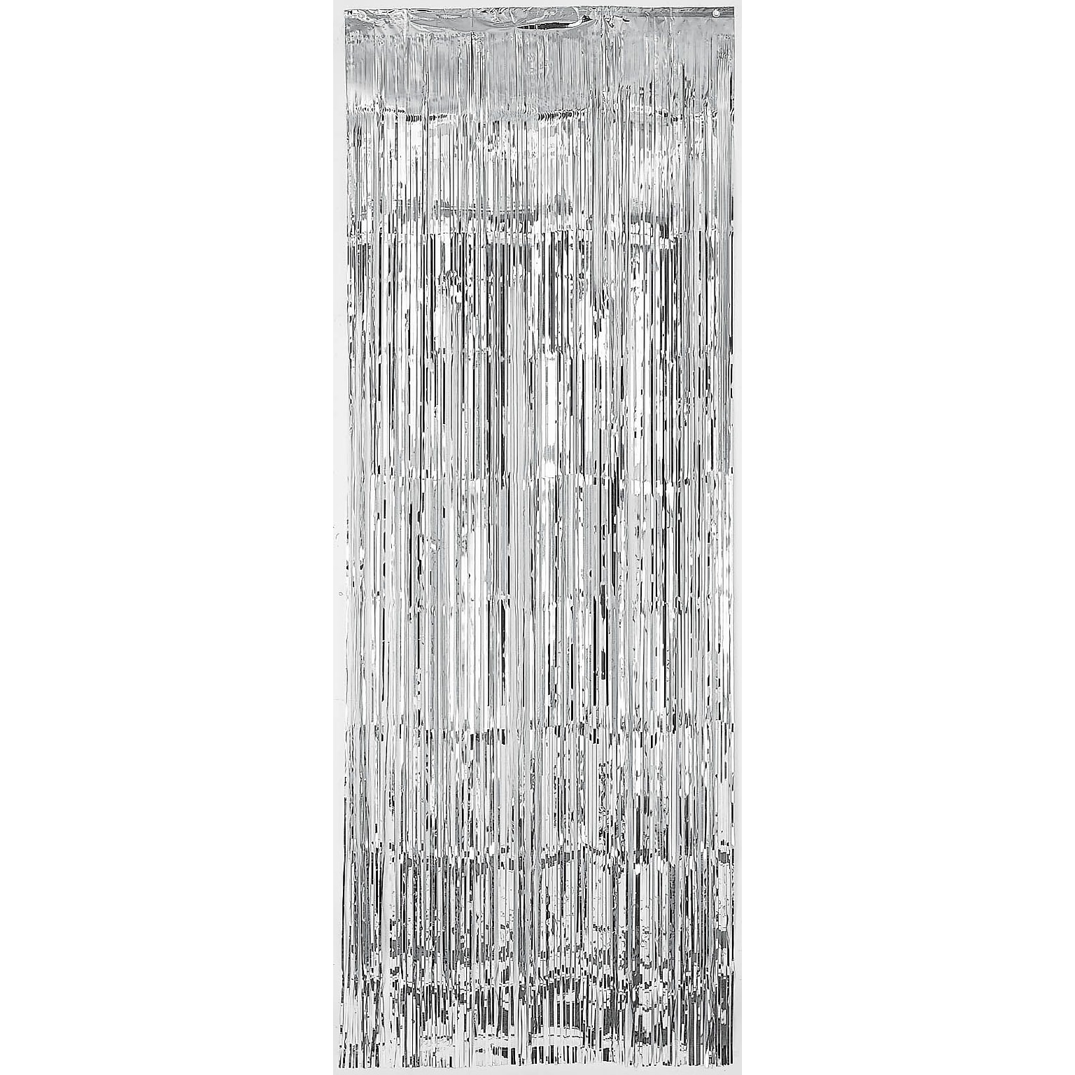 Amscan Metallic Curtains, 8 x 3, Silver, 4/Pack (24200.18)