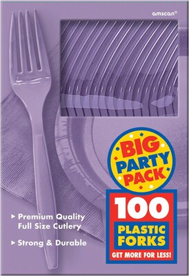 Amscan Big Party Pack Mid Weight Fork, Lavender, 3/Pack, 100 Per Pack (43600.04)