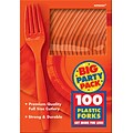Amscan Big Party Pack Mid-Weight Fork, Orange, 3/Pack, 100 Per Pack (43600.05)
