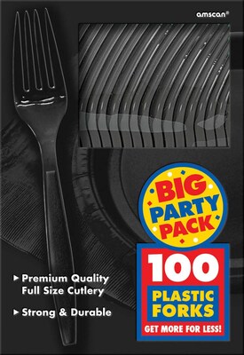 Amscan Big Party Pack Mid Weight Fork, Black, 3/Pack, 100 Per Pack (43600.10)