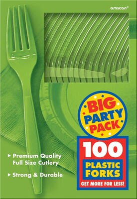 Amscan Big Party Pack Mid Weight Fork, Kiwi, 3/Pack, 100 Per Pack (43600.53)