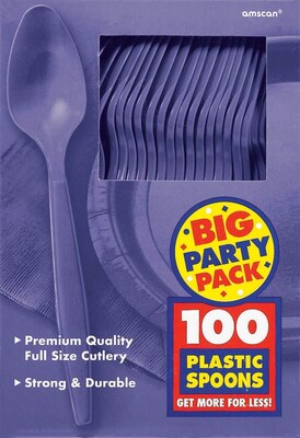 Amscan Big Party Pack Mid Weight Spoon, Purple, 3/Pack, 100 Per Pack (43601.106)