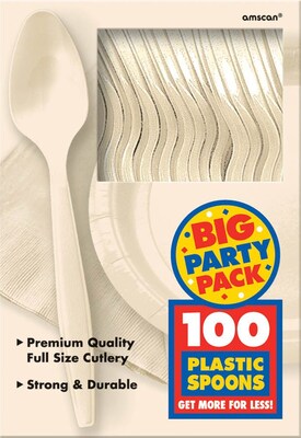 Amscan Big Party Pack Mid Weight Spoon, Vanilla, 3/Pack, 100 Per Pack (43601.57)