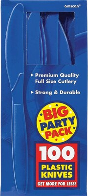 Amscan Big Party Pack Mid-Weight Knife, Royal Blue, 3/Pack, 100 Per Pack (43603.105)