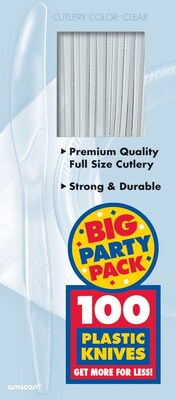Amscan Big Party Pack Mid Weight Knife, Clear, 3/Pack, 100 Per Pack (43603.86)
