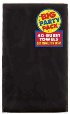 Amscan Big Party Pack Guest Towel, 2-Ply, Jet Black, 6/Pack, 40 Per Pack (63215.10)