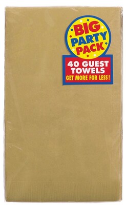 Amscan Big Party Pack Guest Towel, 2-Ply, Gold, 6/Pack, 40 Per Pack (63215.19)