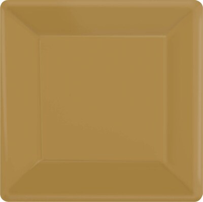 Amscan 10 x 10 Gold Square Plate, 4/Pack, 20 Per Pack (69920.19)