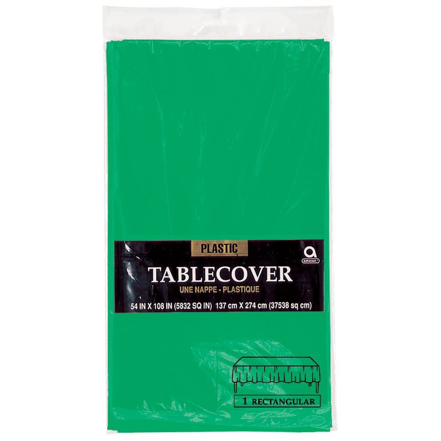 Amscan 54 x 108, Green Plastic Tablecover, 12/Pack (77015.03)