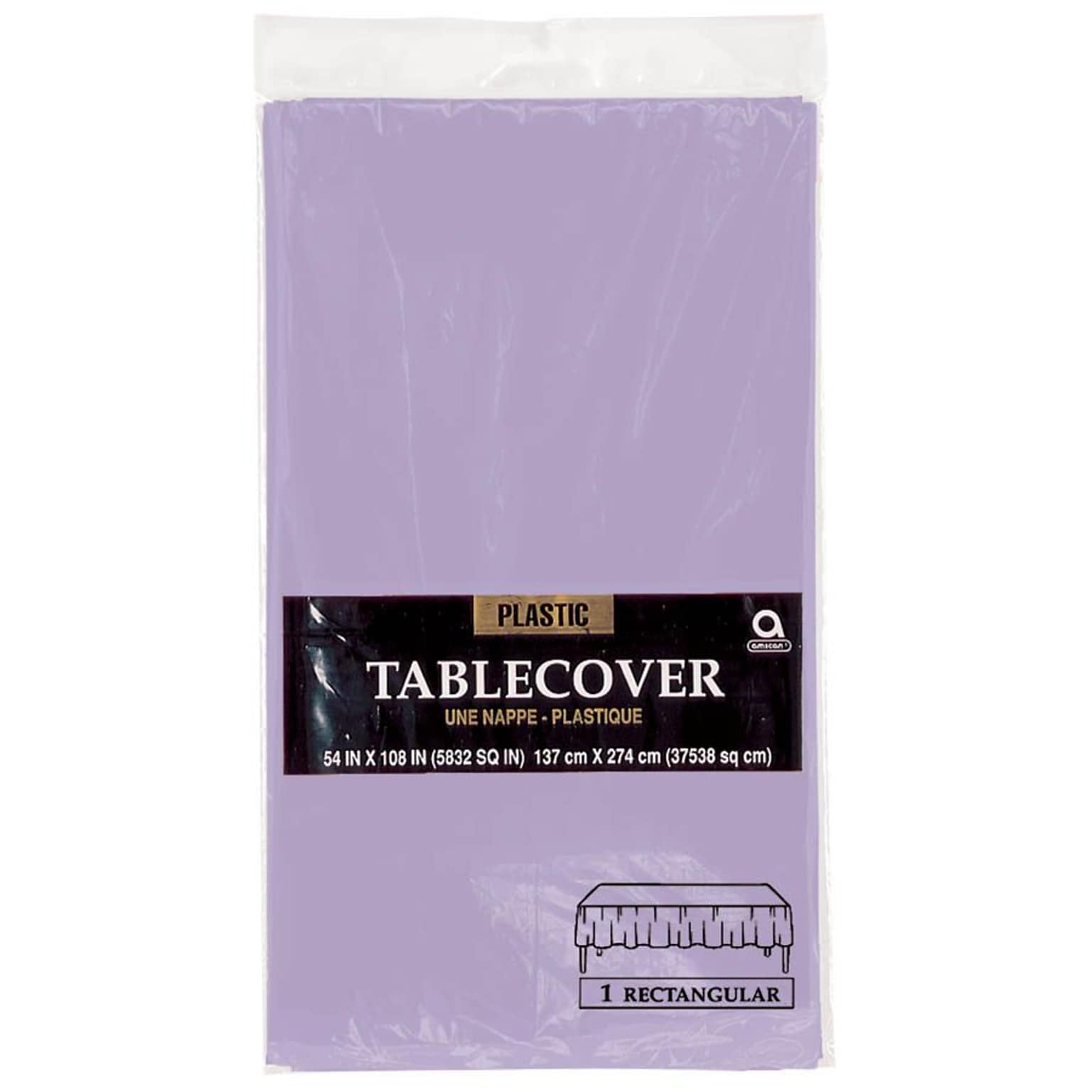Amscan Plastic Tablecover, 54 x 108, Lavender, 12/Pack (77015.04)