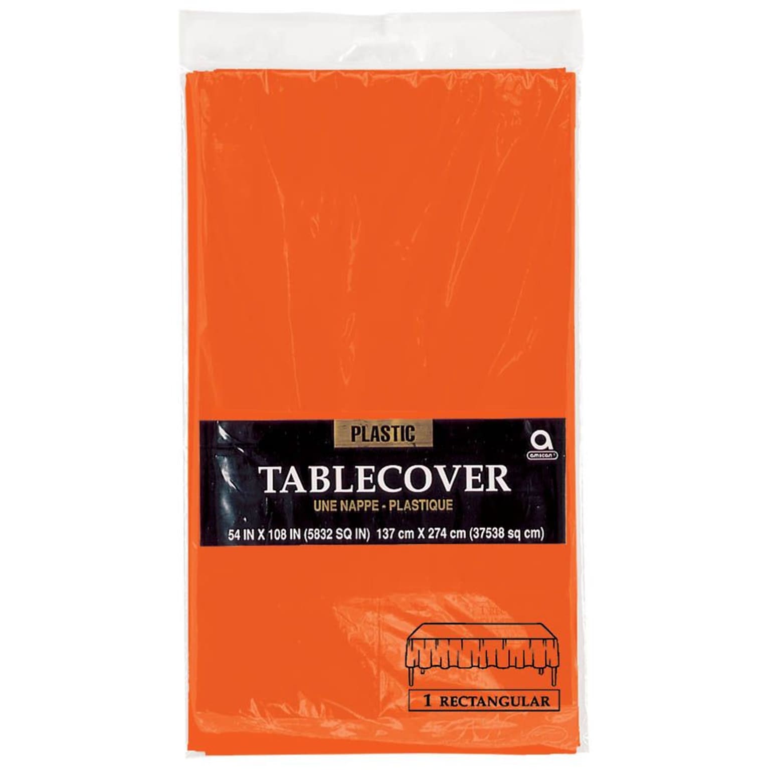 Amscan Plastic Tablecover, 54 x 108, Orange, 12/Pack (77015.05)