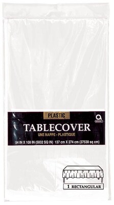 Amscan 54 x 108 White Plastic Tablecover, 12/Pack (77015.08)