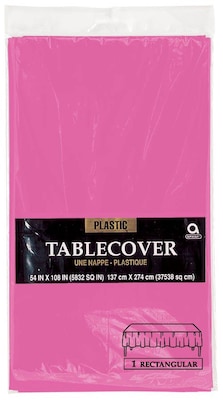 Amscan 54 x 108 Bright Pink Plastic Table cover, 12/Pack (77015.103)