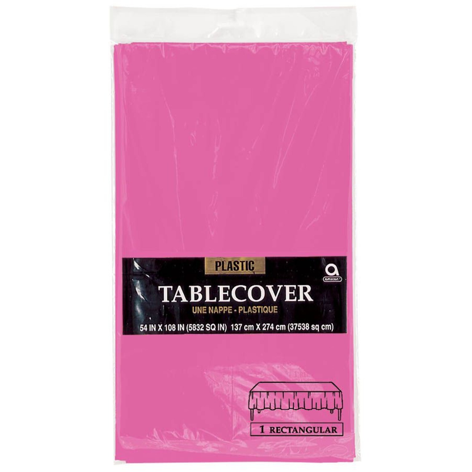 Amscan 54 x 108 Bright Pink Plastic Table cover, 12/Pack (77015.103)