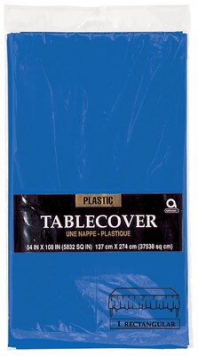 Amscan 54 x 108 Royal Blue Plastic Tablecover, 12/Pack (77015.105)