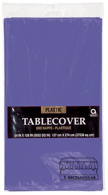 Amscan Plastic Tablecover, 54 x 108, Purple, 12/Pack (77015.106)