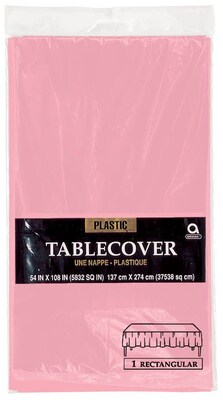 Amscan 54 x 108 Pink Plastic Tablecover, 12/Pack (77015.109)