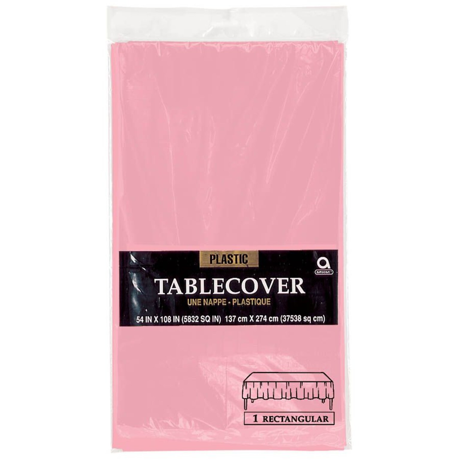 Amscan 54 x 108 Pink Plastic Tablecover, 12/Pack (77015.109)