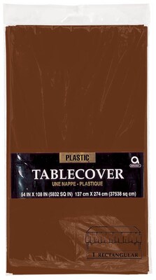 Amscan 54 x 108 Brown Plastic Table cover, 12/Pack (77015.111)