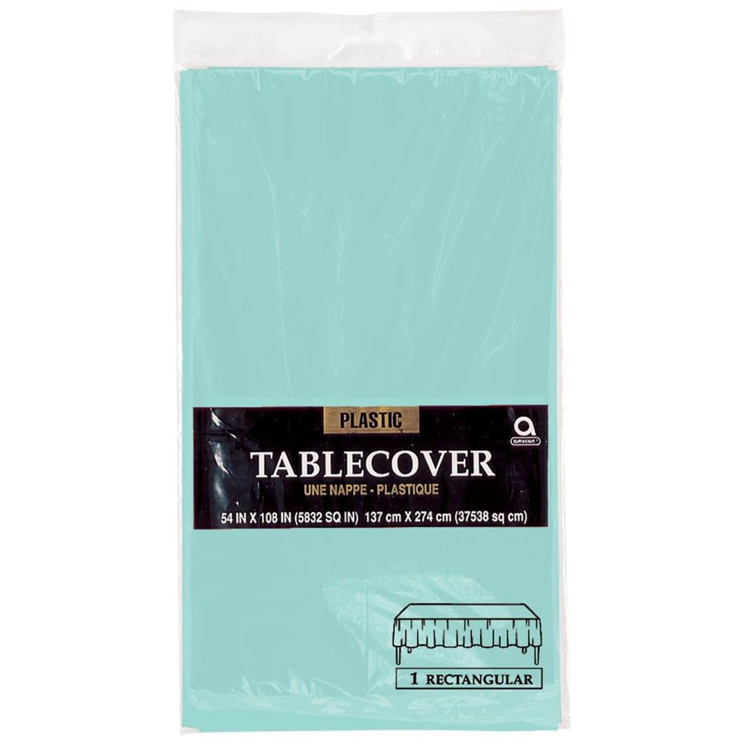 Amscan 54 x 108 Robins Egg Blue Plastic Tablecover, 12/Pack (77015.121)