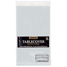 Amscan Plastic Table Cover, 54L x 108W, Silver, 12/Pack (77015.18)