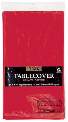 Amscan 54 x 108 Apple Red Plastic Tablecover, 12/Pack (77015.4)