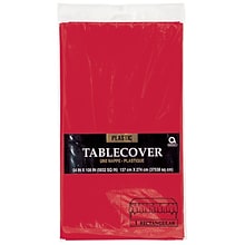 Amscan 54 x 108 Apple Red Plastic Tablecover, 12/Pack (77015.4)