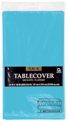 Amscan 54 x 108 Caribbean Blue Plastic Tablecover, 12/Pack (77015.54)