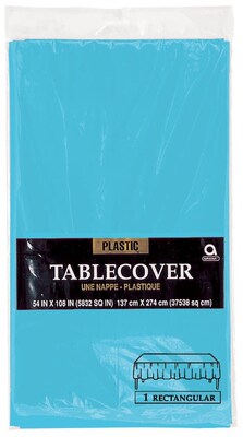 Amscan 54 x 108 Caribbean Blue Plastic Tablecover, 12/Pack (77015.54)