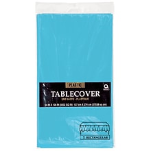 Amscan 54 x 108 Caribbean Blue Plastic Tablecover, 12/Pack (77015.54)