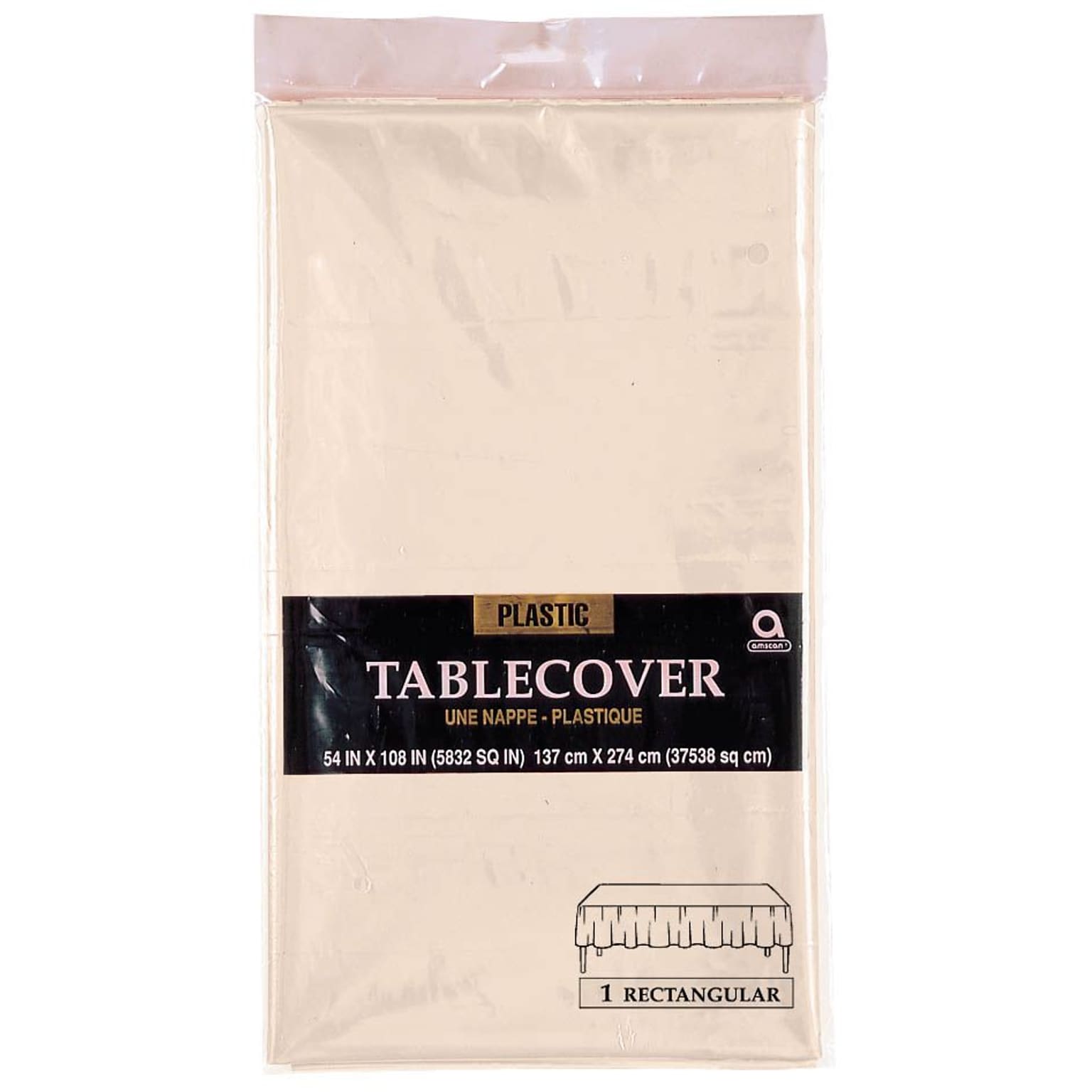 Amscan 54 x 108 Vanilla Creme Plastic Tablecover, 12/Pack (77015.57)