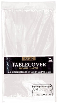 Amscan 54 x 108 Clear Plastic Tablecover, 12/Pack (77015.86)