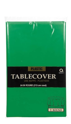 Amscan Plastic Round Tablecover, 84, Green, 9/Pack (77018.03)