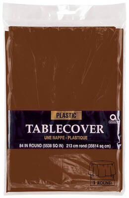 Amscan 84 Brown Plastic Round Tablecover, 9/Pack (77018.111)