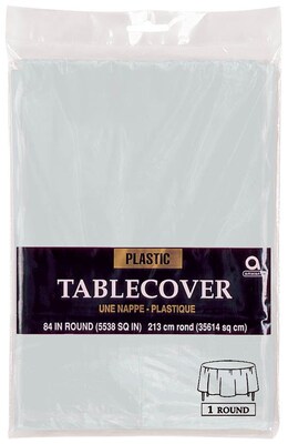 Amscan 84 Silver Plastic Round Tablecover, 9/Pack (77018.18)