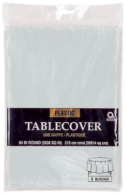 Amscan 84 Silver Plastic Round Tablecover, 9/Pack (77018.18)