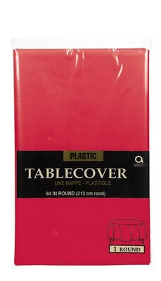 Amscan 84 Apple Red Plastic Round Tablecover, 9/Pack (77018.4)