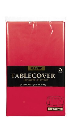 Amscan 84 Apple Red Plastic Round Tablecover, 9/Pack (77018.4)
