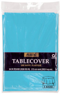 Amscan 84 Caribbean Blue Plastic Round Tablecover, 9/Pack (77018.54)
