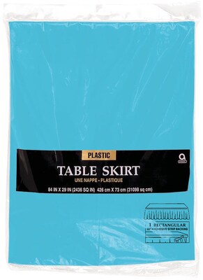 Amscan 14 x 29 Caribbean Blue Plastic Tableskirt, 4/Pack (77025.54)
