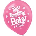 Amscan Welcome Little One Baby Shower Girl Latex Balloons; 12, 5/Pack, 15 Per Pack (111458)