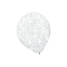 Amscan Clear with White Scroll Latex Balloons; 12, 9/Pack, 6 Per Pack (113048)