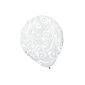 Amscan Clear with White Scroll Latex Balloons; 12", 9/Pack, 6 Per Pack (113048)