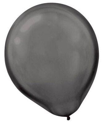 Amscan Pearlized Latex Balloons Packaged, 12, 3/Pack, Black, 72 Per Pack (113251.1)