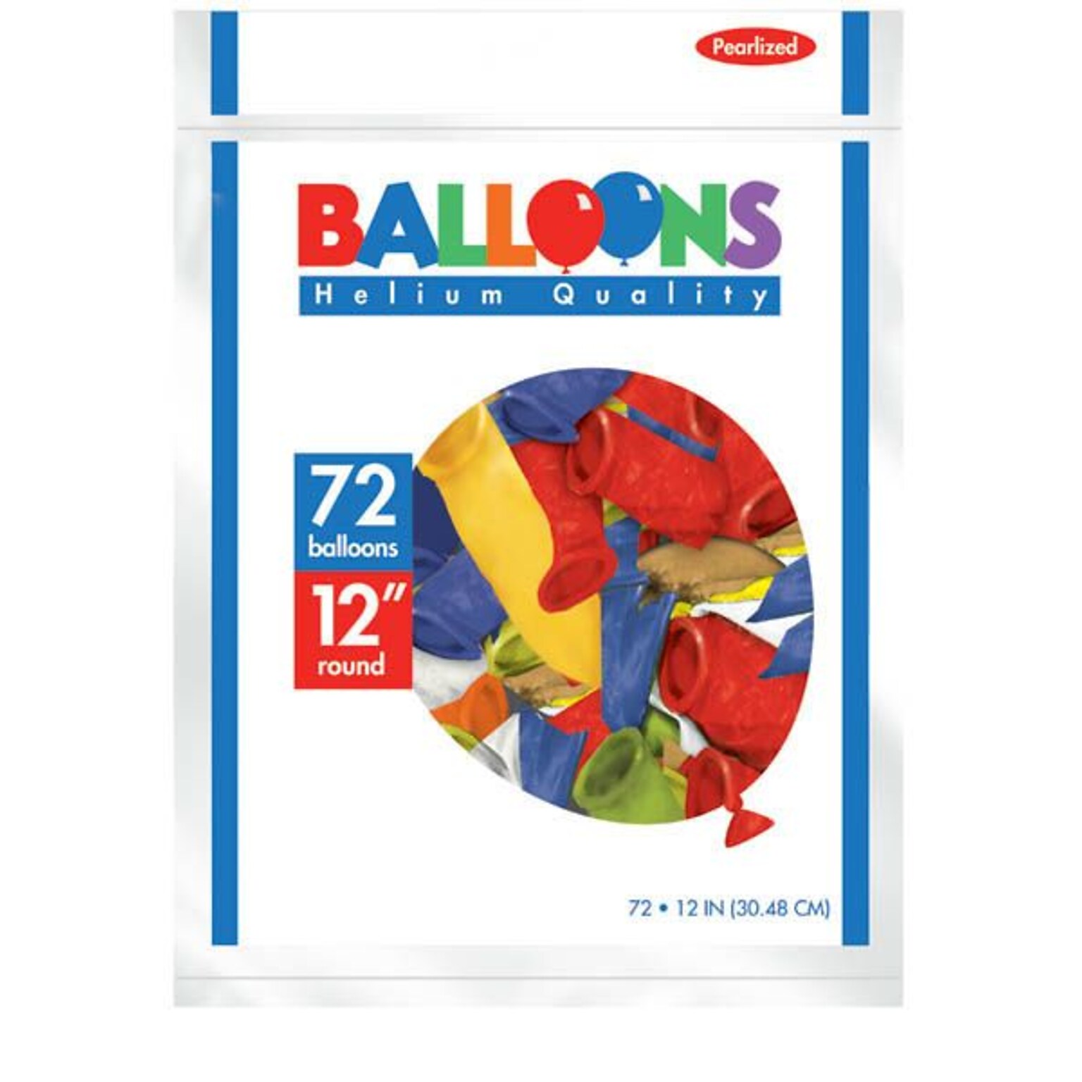 Amscan Pearlized Latex Balloons Packaged, 12, 3/Pack, Assorted, 72 Per Pack (113251.99)